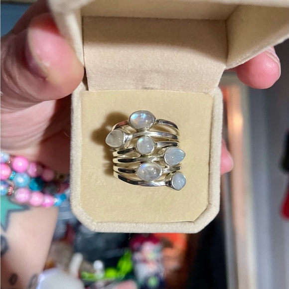 Rainbow Moonstone Ring 925 Sterling Silver - Picture 3 of 8